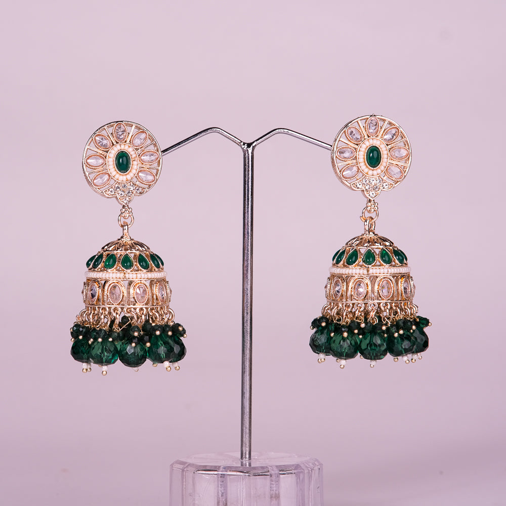 Polki Splendor Green Jhumka