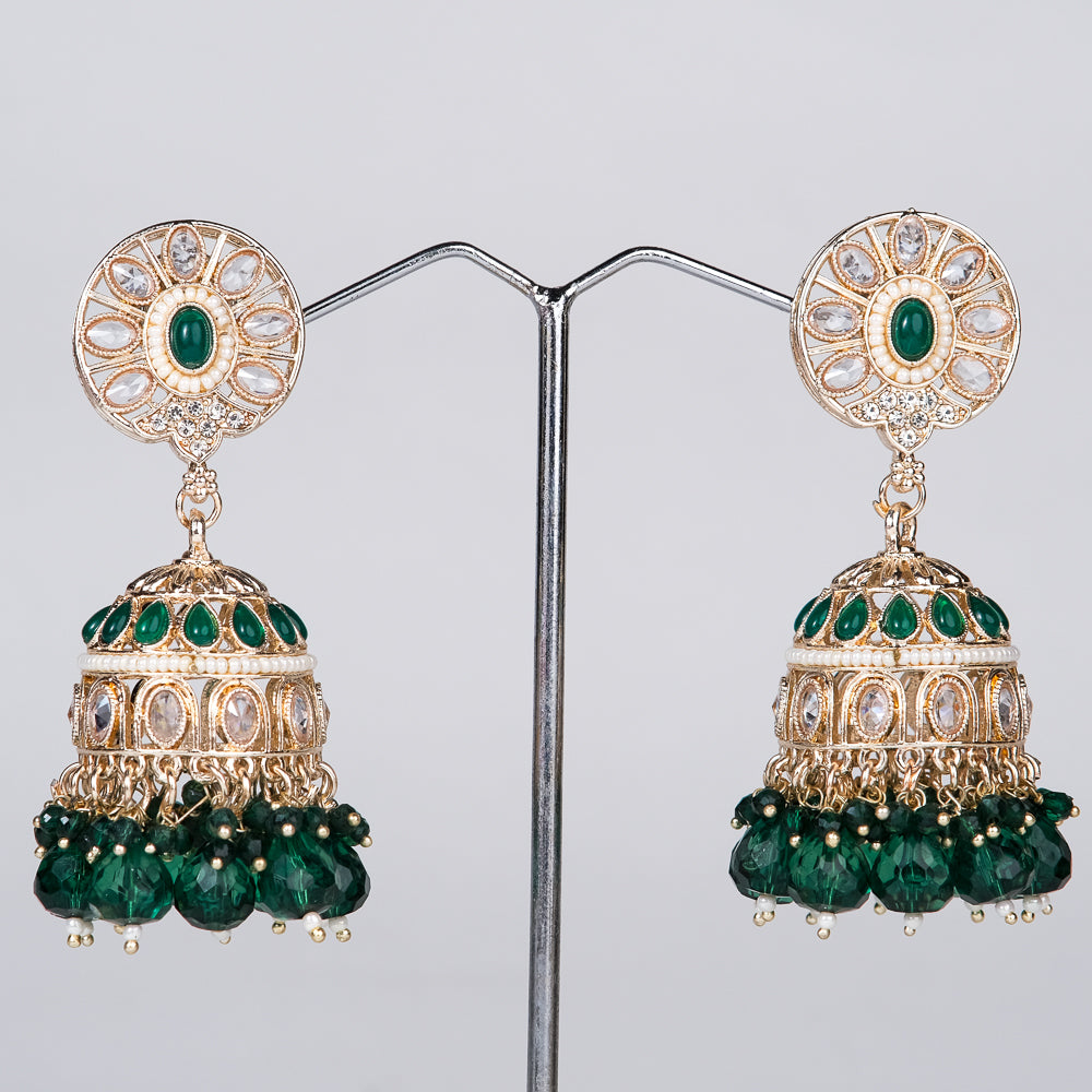 Polki Splendor Green Jhumka