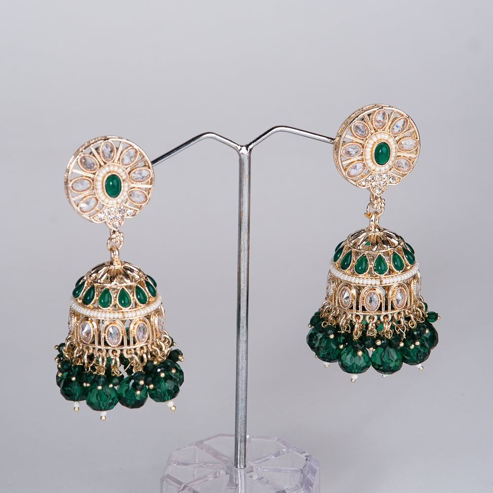 Polki Splendor Green Jhumka