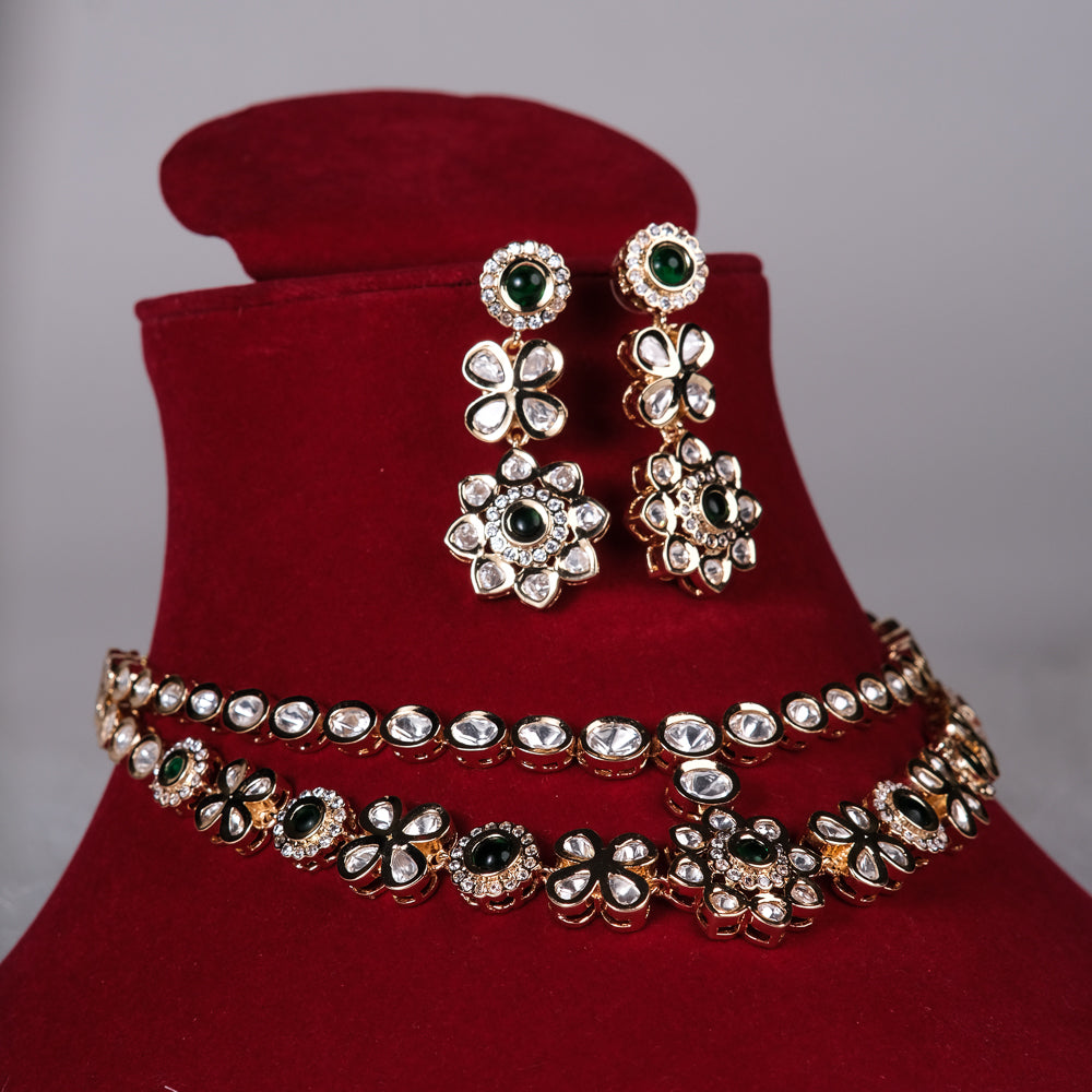 Pragya Moissanite Double Layered Choker Necklace