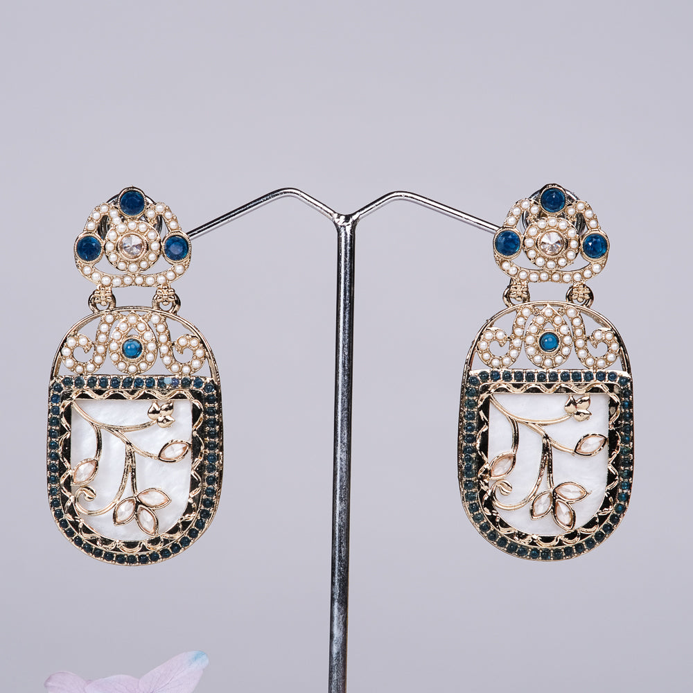 Jyotika Blue Earrings with MOP touch