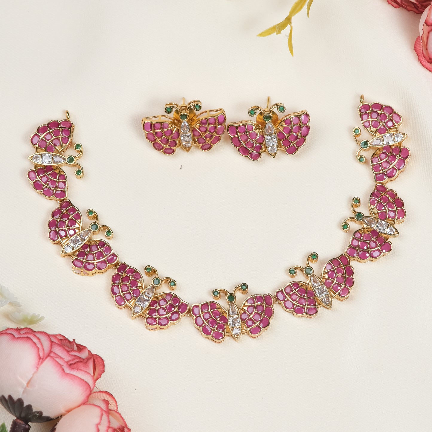 Maalthi Pink Butterfly Choker