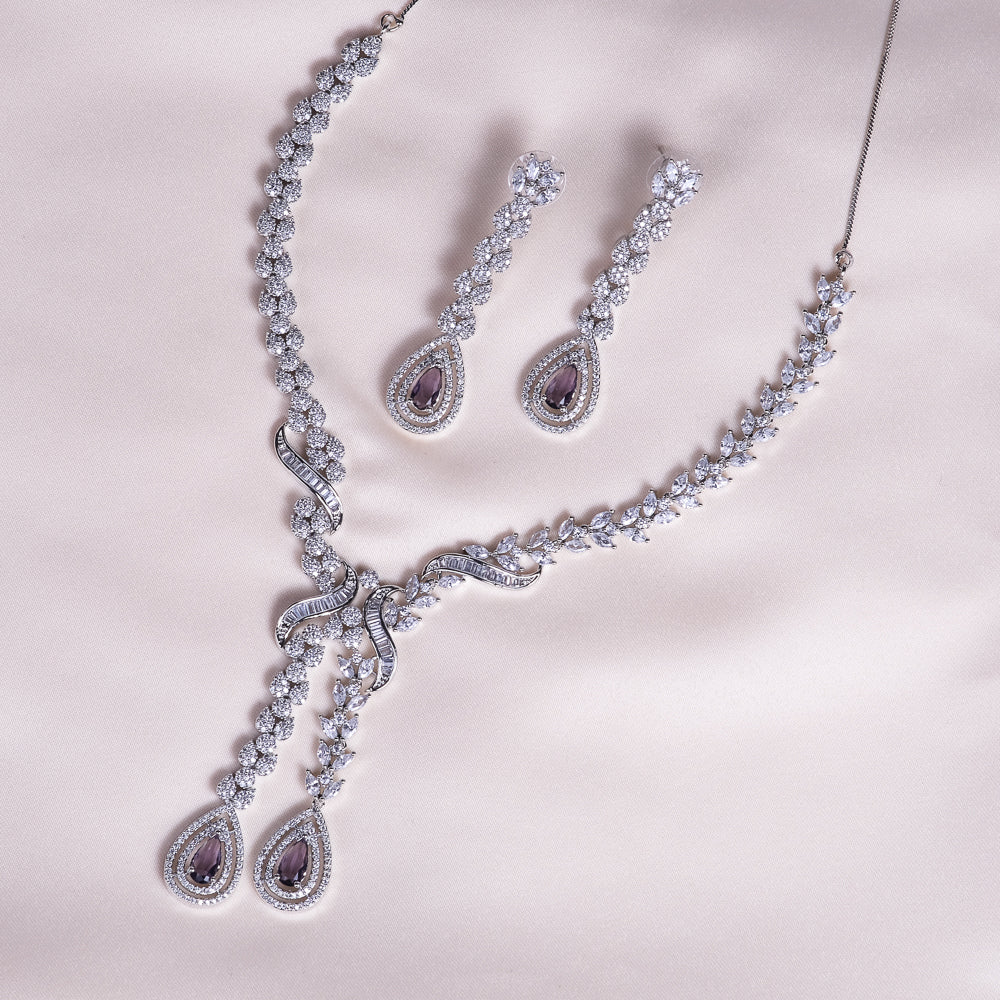 Kiara Purple American Diamond Necklace