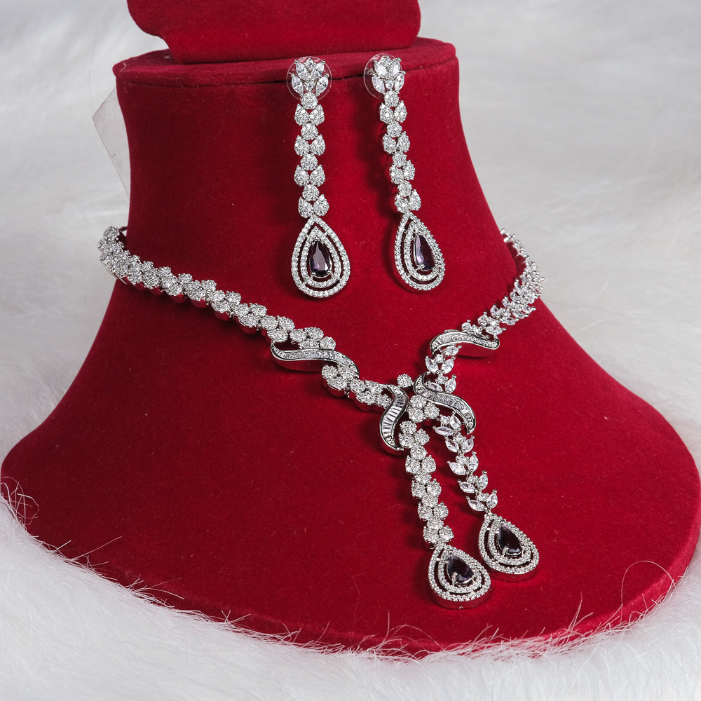 Kiara Purple American Diamond Necklace