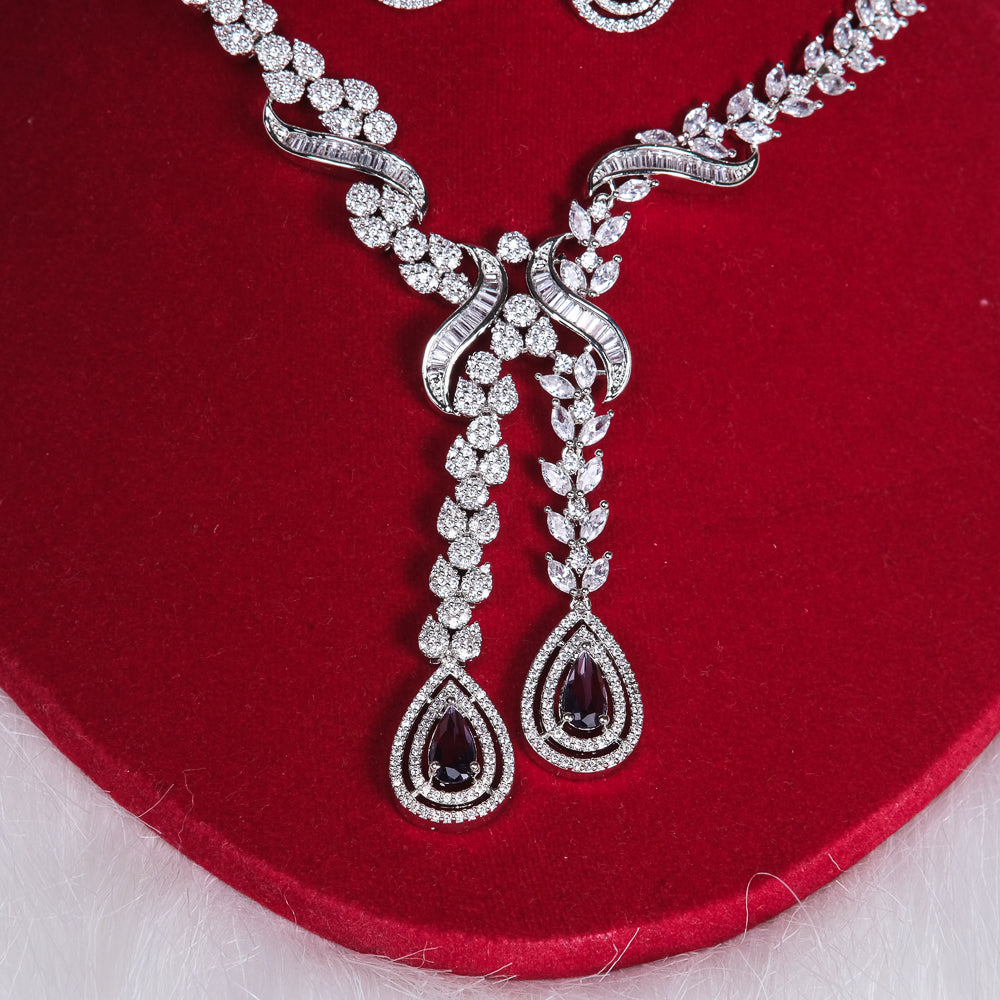 Kiara Purple American Diamond Necklace