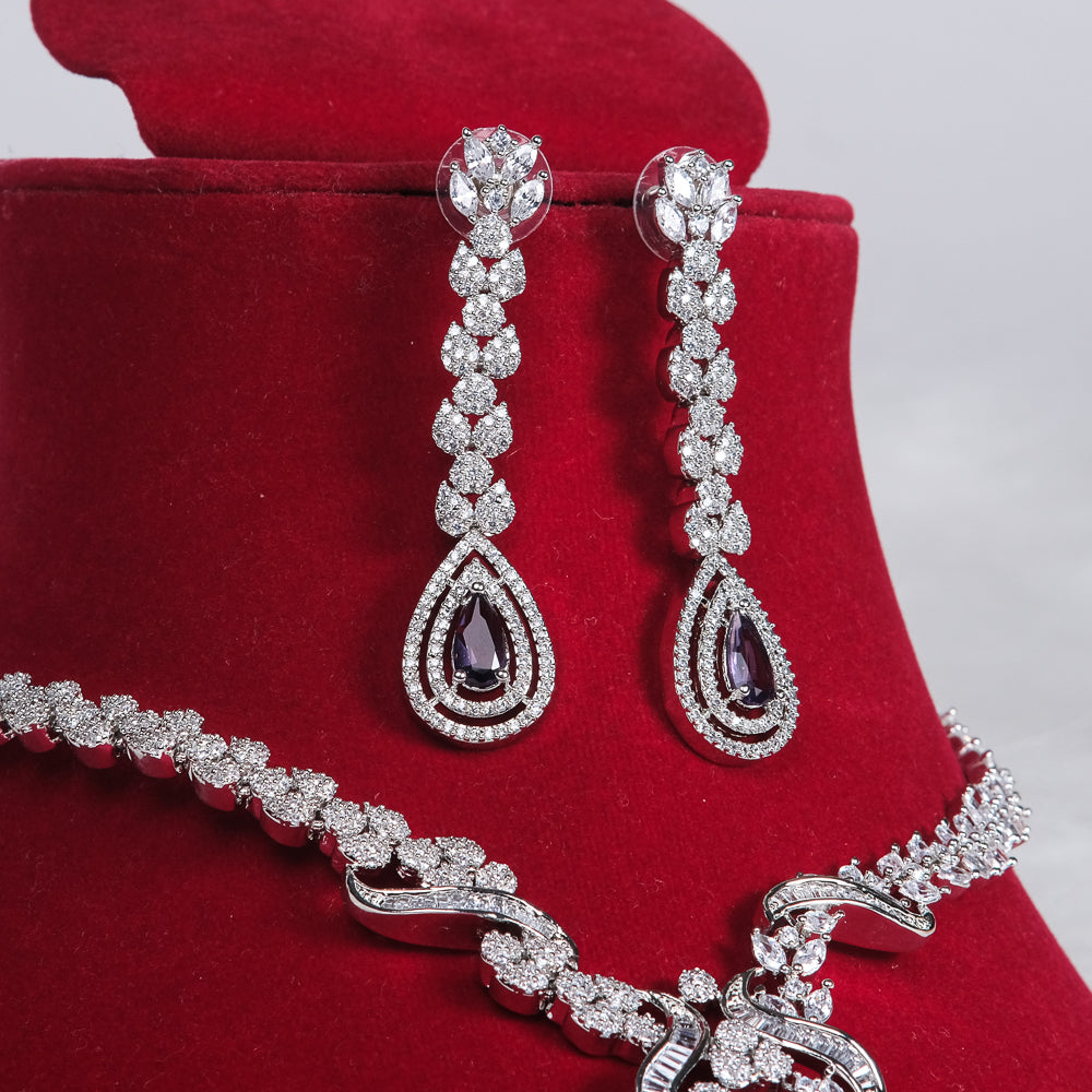 Kiara Purple American Diamond Necklace