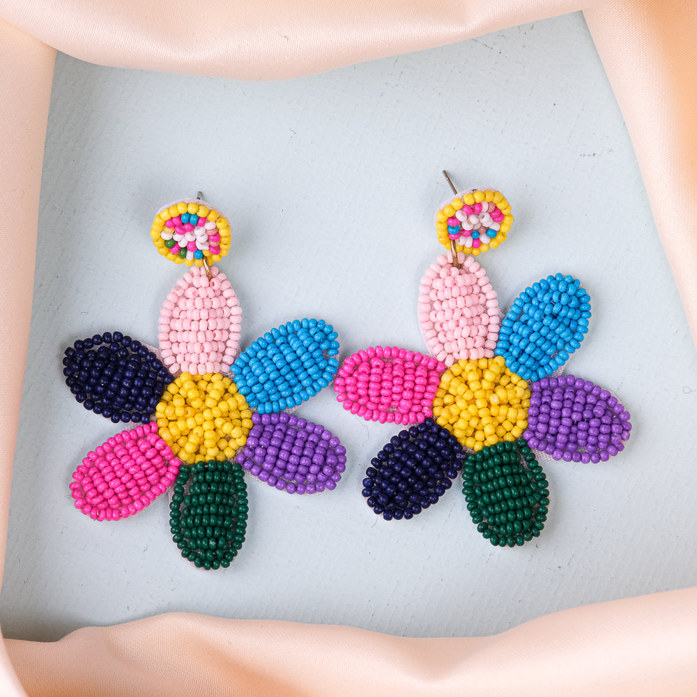 Multicolor Flower Handmade Beaded Earrings