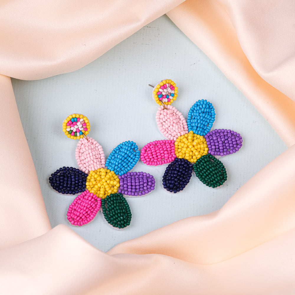Multicolor Flower Handmade Beaded Earrings