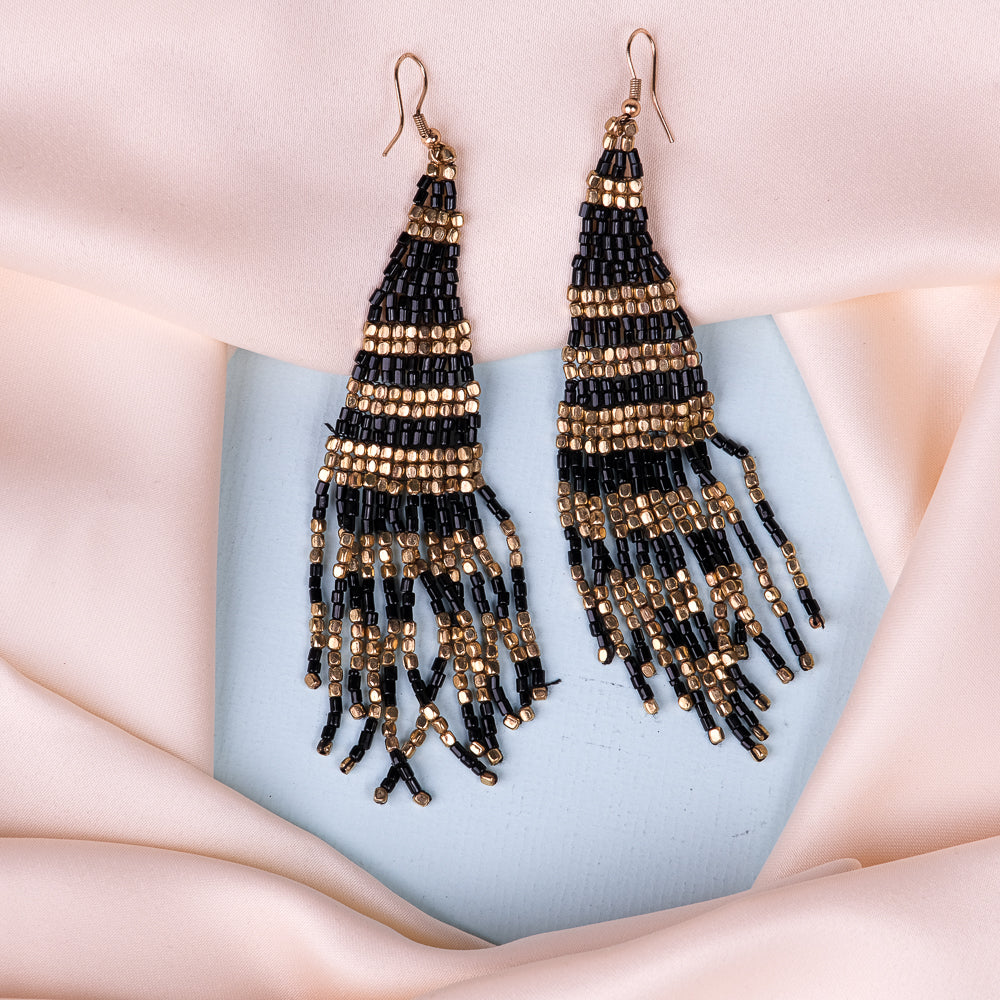 Anaya Black Handmade Beaded Earrings