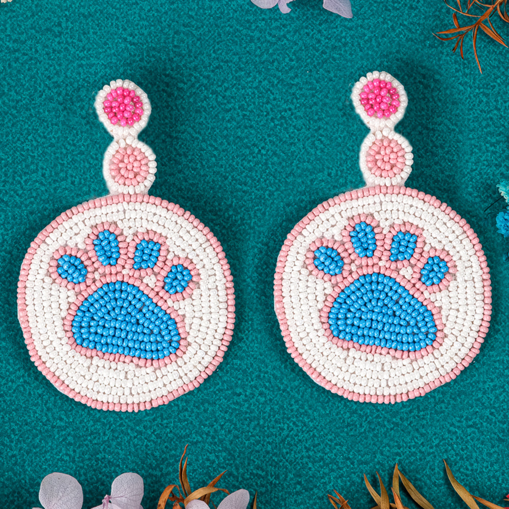 Paw Handmade Beaded Earrings