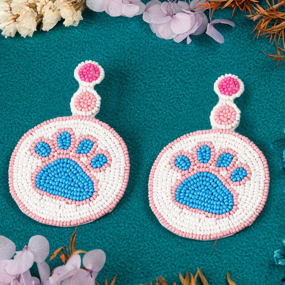 Paw Handmade Beaded Earrings