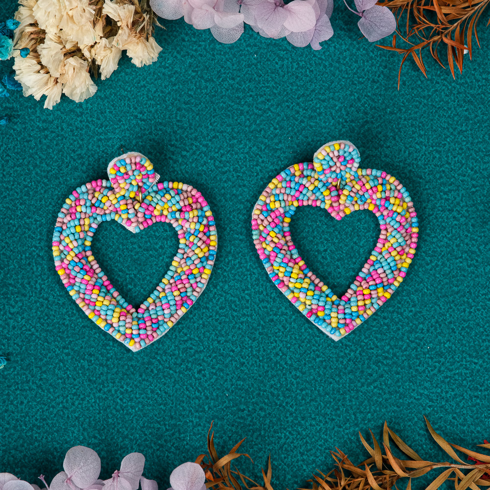 Dil Shaped Handmade Beaded Earrings