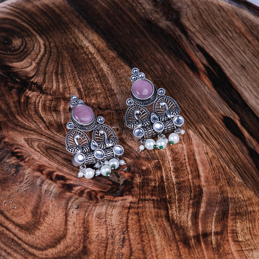 Khyaati Oxidized Pink Earrings