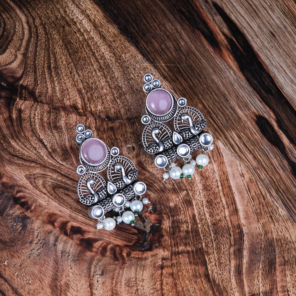 Khyaati Oxidized Pink Earrings