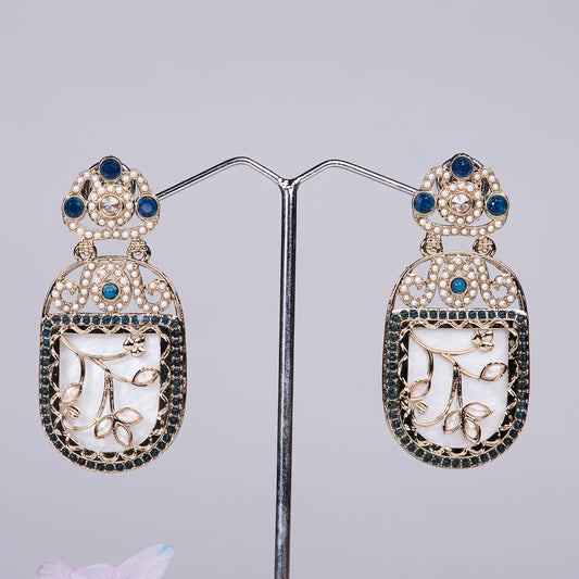 Jyotika Blue Earrings with MOP touch