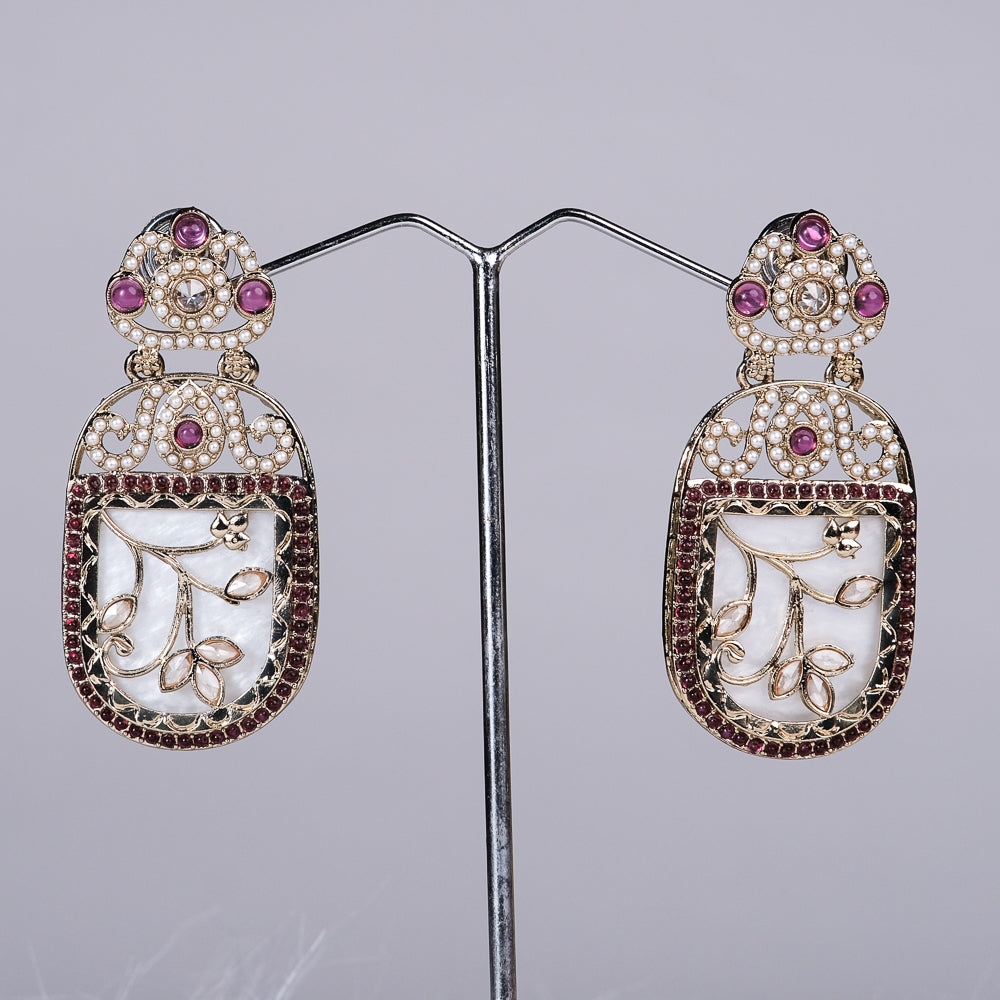 Jyotika Pink Earrings with MOP touch