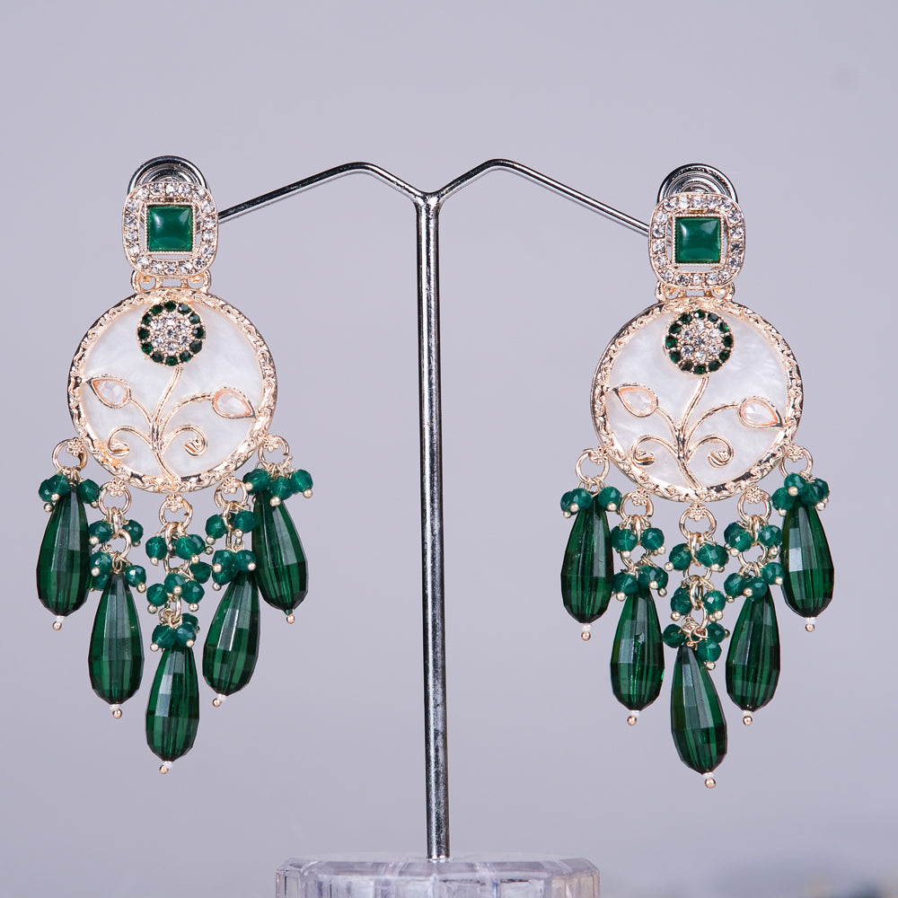 Aksa Green Chandbali with MOP