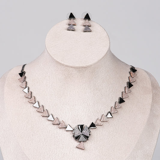 Esha Black Rose Polish Silver Necklace