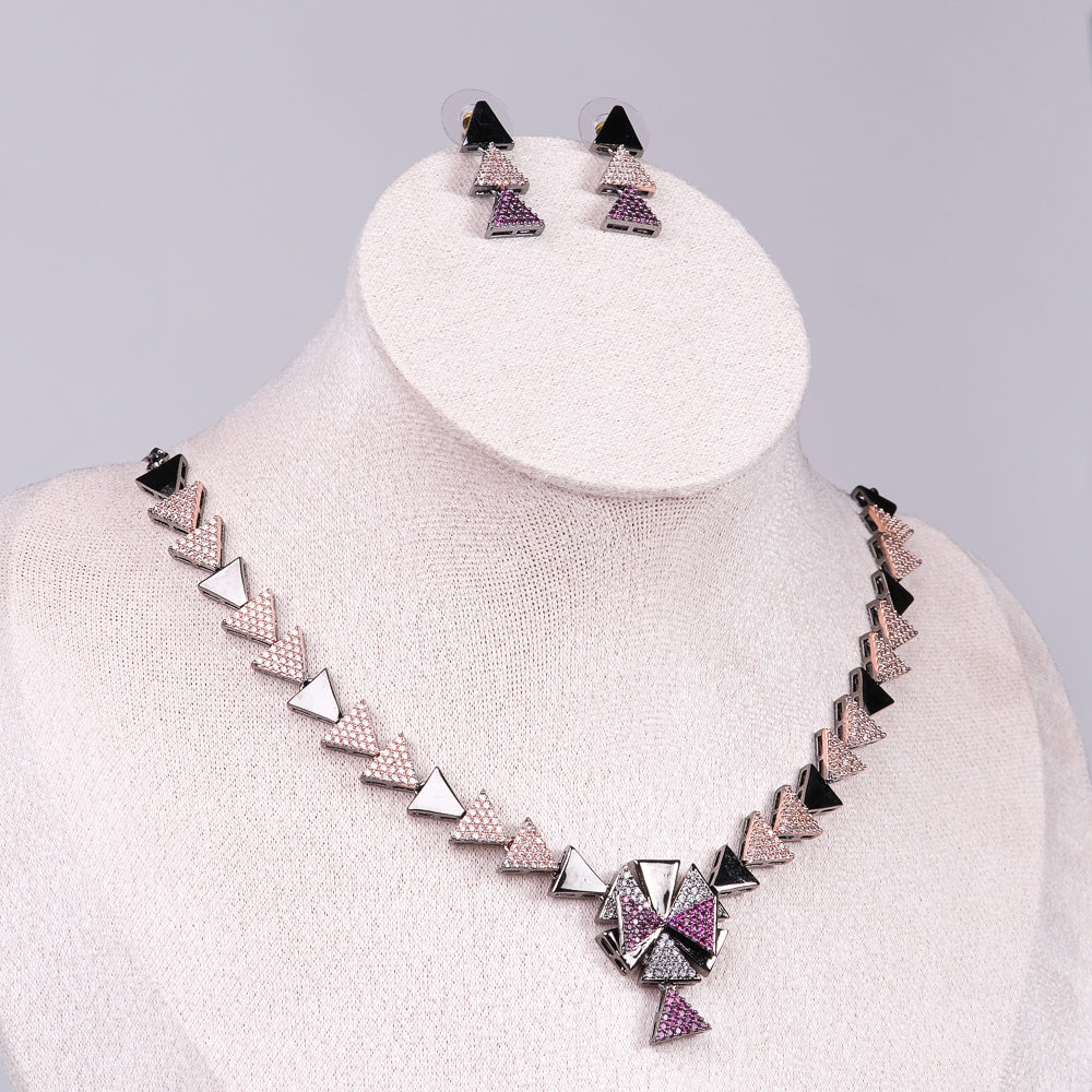 Esha Black Rose Polish Pink Necklace