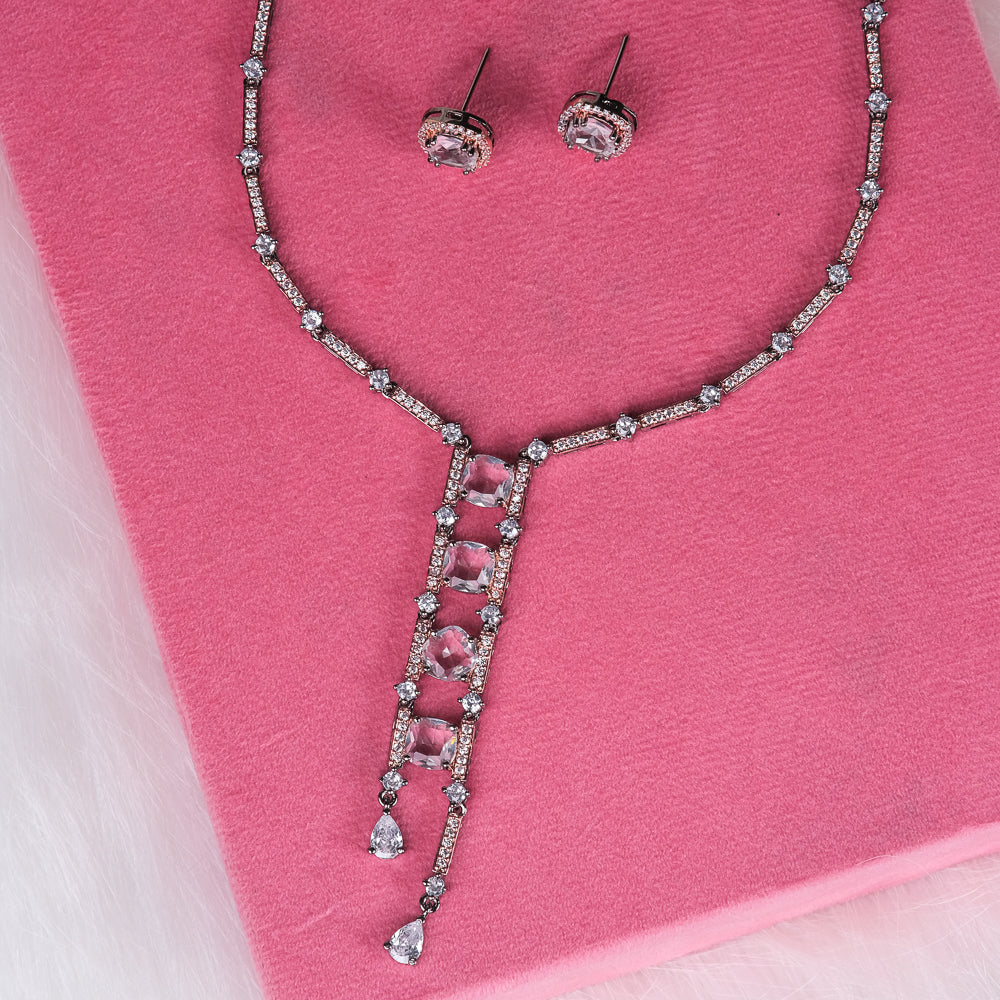 Chloe Black Rose Polish White Necklace