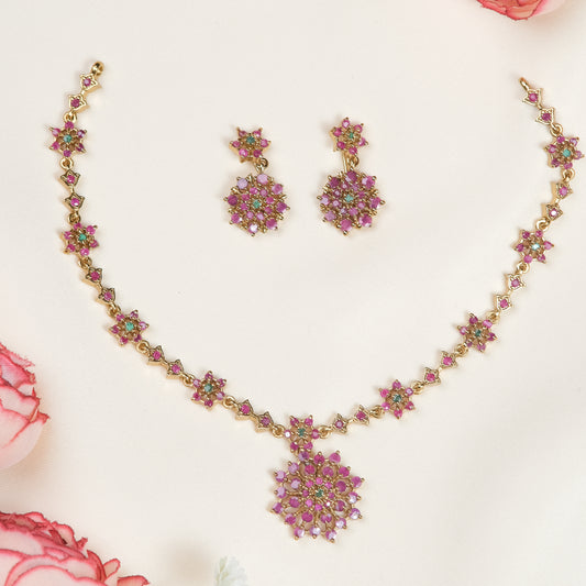 Madhavi Pink stone necklace