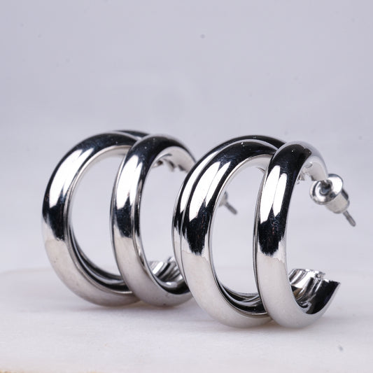 Korean Silver Hoops