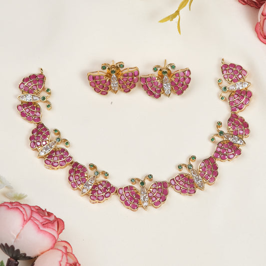 Maalthi Pink Butterfly Choker