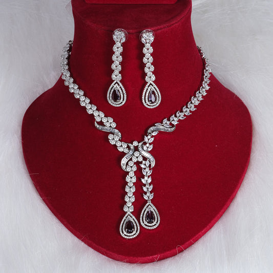 Kiara Purple American Diamond Necklace