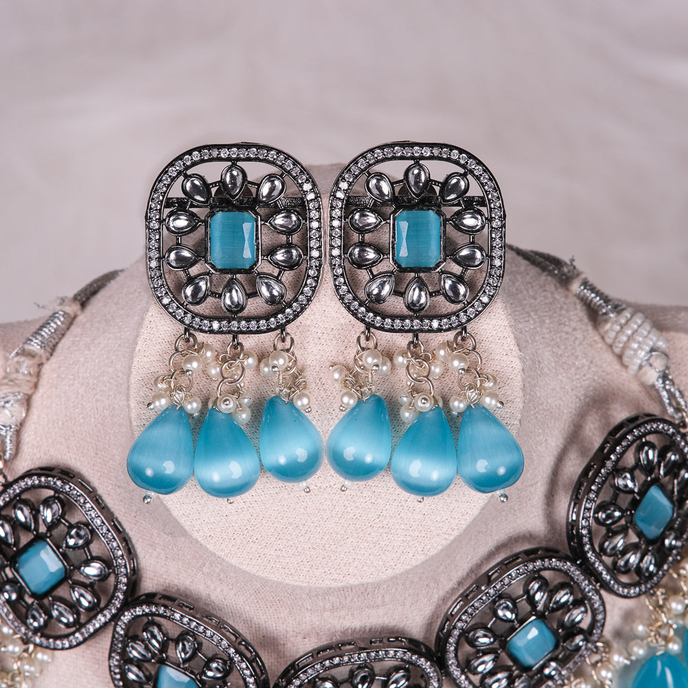Yashvi Blue Uncut Kundan AD Choker