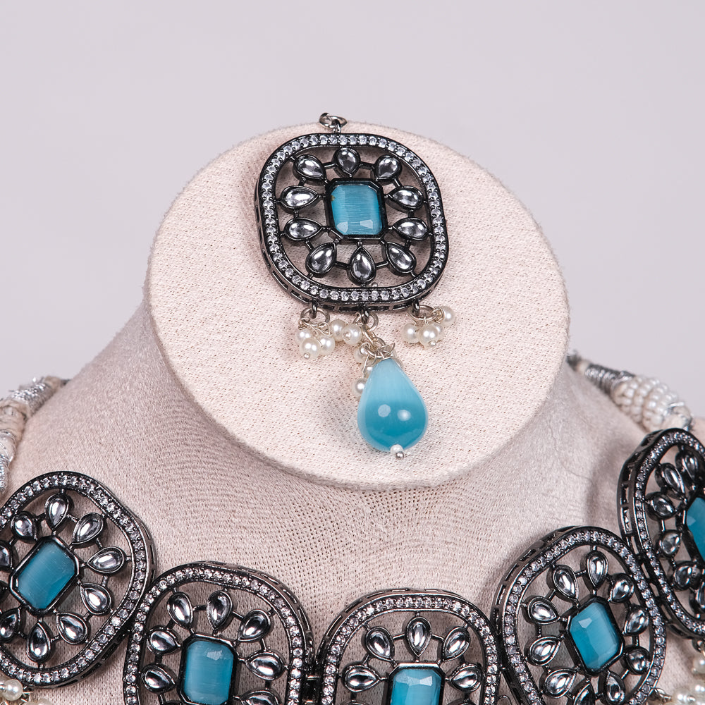 Yashvi Blue Uncut Kundan AD Choker