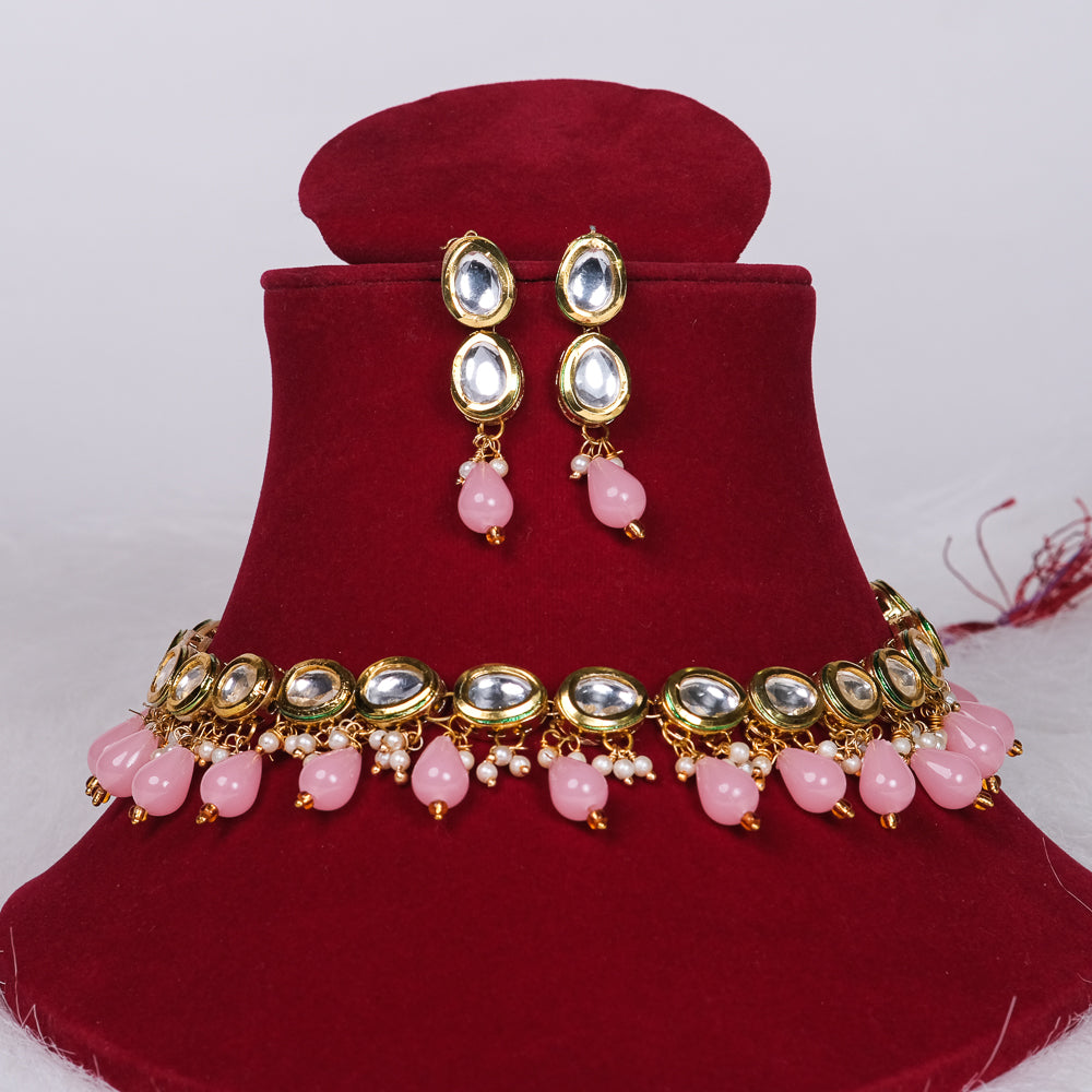 Jaanv Pink Sleak Kundan Choker