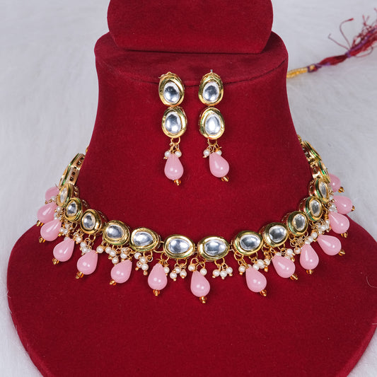 Jaanv Pink Sleak Kundan Choker