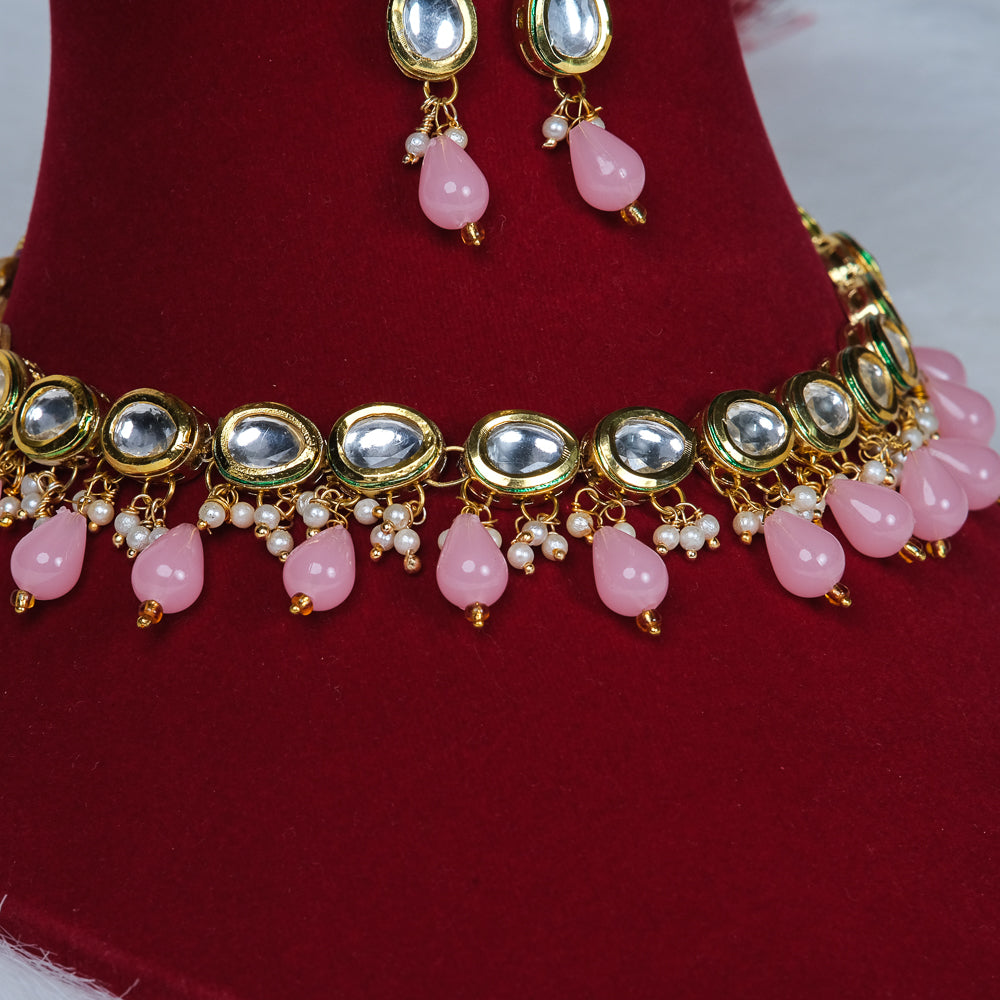 Jaanv Pink Sleak Kundan Choker
