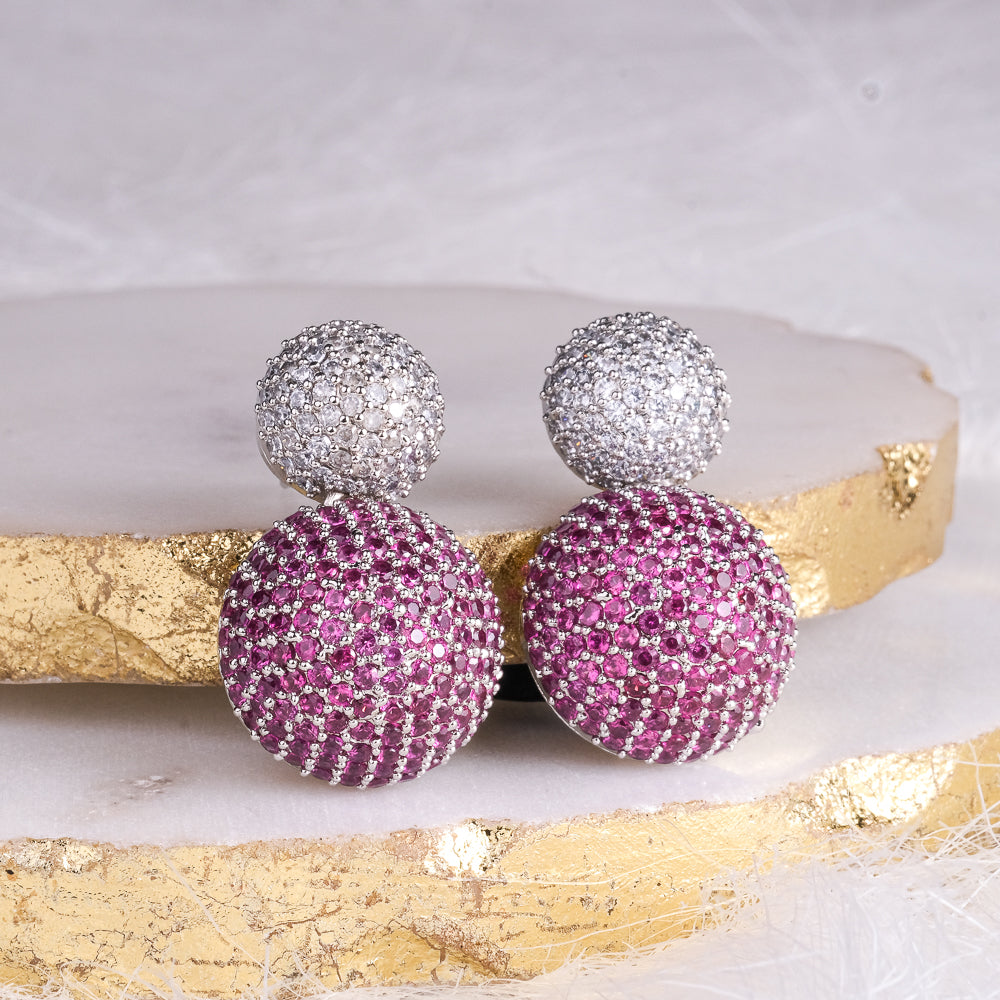 Amelia Nano setting Pink Bulb Earrings
