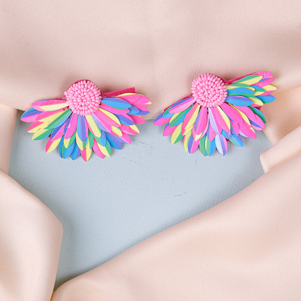 Feather fower Handmade Beaded Earrings