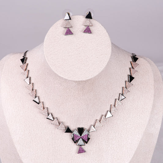 Esha Black Rose Polish Pink Necklace